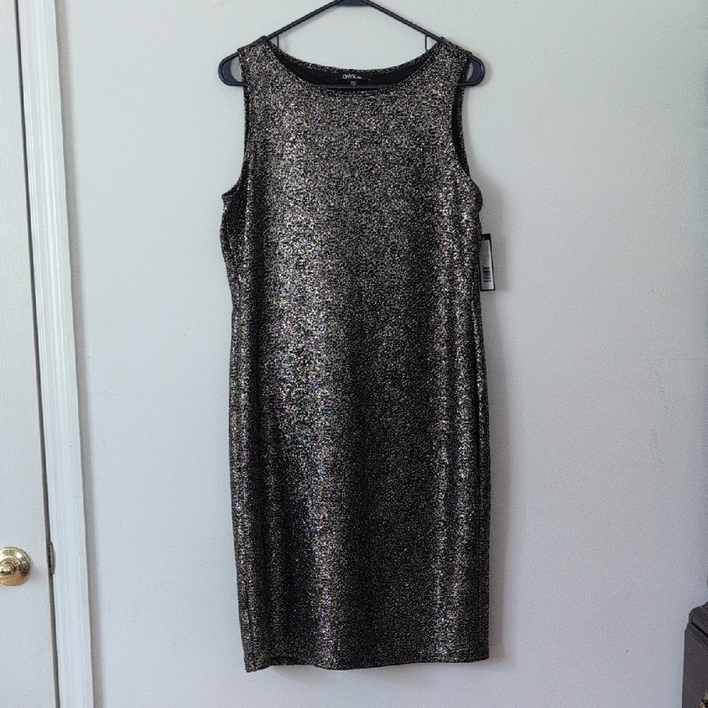 Black And Gold Sheath Midi Dress